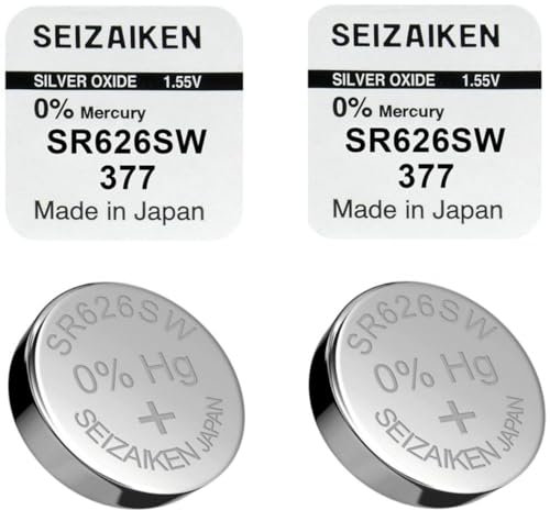 Pile Montre SR626SW (377) – Lot de 2 Piles Bouton – 1.55V – Made in Japan – pour Montres Standards