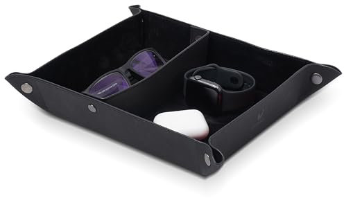 DONBOLSO Schlüssel-Organizer - Vintage-Leder-Aufbewahrungsbox - Lederschale - Leder-Aufbewahrung Schlüssel - Traditionelles Design - Schwarz