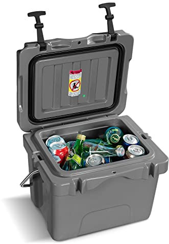 COSTWAY Nevera Portátil de 15 L, Nevera Playa Resistente con Mango, Tapón de Drenaje y 2 Portavasos, Retención de Hielo de 3-5 Días para Alimentos y Bebidas, Ideal para Acampar, Pescar (Gris)