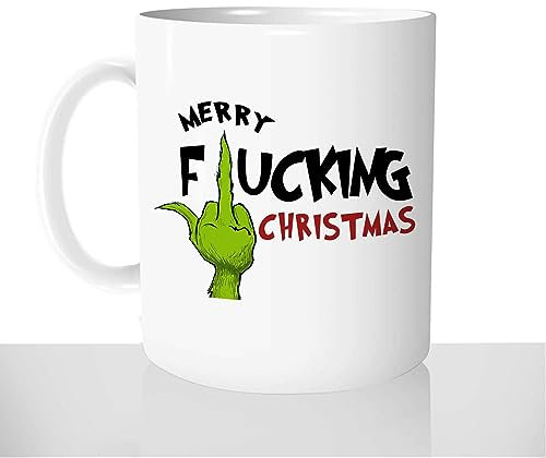 Mug Merry Fucking Christmas - Tasse Cadeau Idées Cadeaux Original - Film de Noël - Grincheux Humour Vert