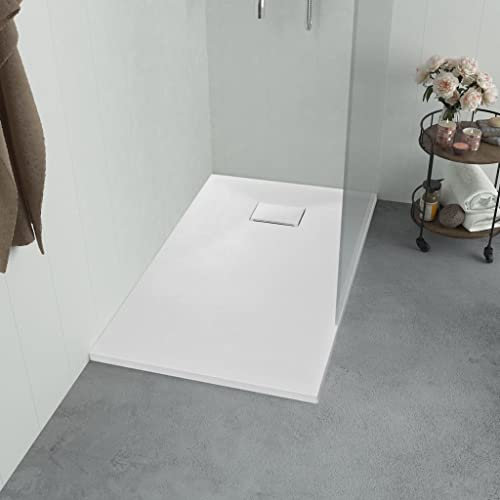 JUNZAI Plato de Ducha, Cabina De Ducha, Borde Plato Ducha, Mampara Plato De Ducha, Antideslizante Ducha, SMC Blanco 100x80 cm