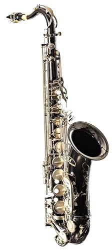 Monzani MZTS-260 Tenor Saxophon, Schwarz Lackiert, Messingkorpus, Bb Stimmung, Inklusive Mundstück, Wischer, Koffer mit Rucksackvorrichtung, Tragegurt, Graviertes Design