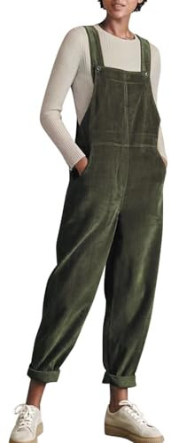 Boodtag Cord Dungaree for Women UK casual Sleeveless Overalls Long Corduroy Solid Jumpsuit Playsuit with Pockets Trousers Pants