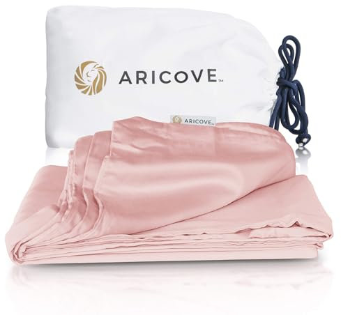 Aricove Gewichtsdeckenbezug, 121,9 x 182,9 cm, Doppelbettgröße, Bettbezug für gewichtete Decke, seidig weiche Viskose, maschinenwaschbar, Pastellrosa