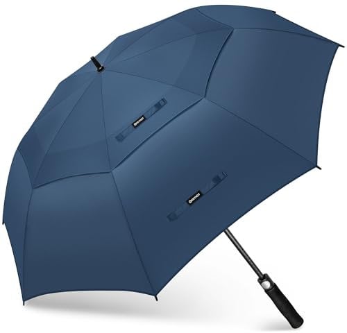KEYHOT Golf Regenschirm XL Sturmfest, Großer Regenschirm Sturmfest Stabil, GolfSchirm für Herren Damen 2 Personen (Marineblau)