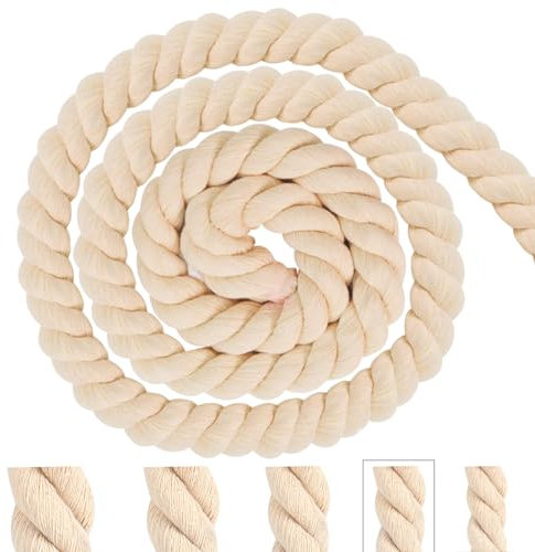 Baumwollkordel Makramee Garn 10mm 5m Tau Seil Beige Baumwollseil Kordelband Rope Laces Dicke Kordel Baumwollschnur für Dekoration, DIY-Bastelarbeiten, Handwerk, Gartenarbeit, Geschenke Verpackung