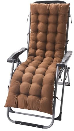 KMQRDZi Liegenauflage, Auflage für Gartenliege 155 x 48 x 8 cm, Polsterauflage für Sonnenliege, Ideal für Rattanstuhlkissen, Sofakissen, Liegestuhl-Kissen, Faux Leinen Chaise Lounge Kissen (Braun)
