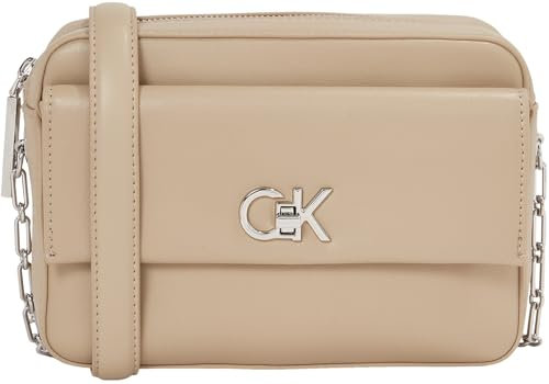 Calvin Klein Damen Umhängetasche Pocket Camera Bag mit Tragekette, Grau (Crockery), Einheitsgröße
