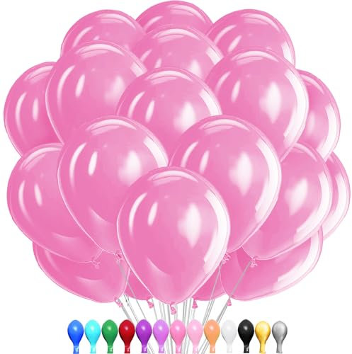 Lot de 100 Ballons Rose Clair en Latex, 12 Pouces pour Mariage, Anniversaire, Baby Shower, Diplôme, Cérémonie - Décorations de Fête