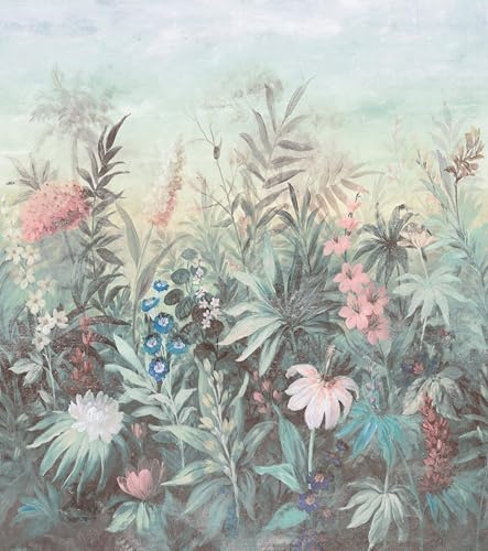 Schöner Wohnen-Kollektion Fototapete FAIRYTALE 366716 mit bunten Blumen und Pflanzen in Pastellgrün - 3,00 m x 2,65 m