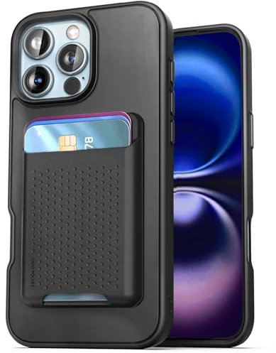 Encased SlimShield for iPhone 16 Pro Case with Card Holder, (Compatible with MagSafe) Detachable Magnetic Wallet and Phone Cover - for Men (Black)