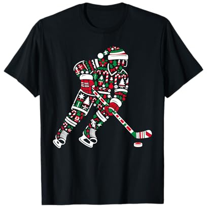 Weihnachtsbaum Candy Eishockey Santa Weihnachten Damen Herren T-Shirt