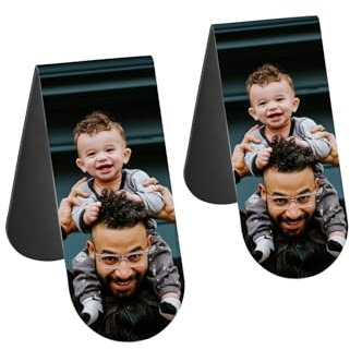 JSDDE 2er Personalisiert Lesezeichen mit Foto Gravur, Magnetisch Lesezeichen mit Bild, Personalisiert Geschenk zum Geburtstag Abschluss Abitur Einschulung (Größe: 30 * 140mm)