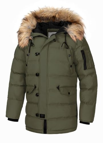 PITBULL - Winterjacke Herren mit Kapuze Kingston II, Jacke Herren mit Reißverschluss, Bequeme Seitliche Taschen, Wärmender Parka Perfekt für Winter