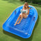 MoKo Galleggianti da Piscina a Forma di Barca, 200 x 125 cm Materassino da Piscina Gonfiabile con Ghiaccio Bar e Portabevande, Lettino Abbronzante Zattera da Piscina con Cuscino per Spiaggia, Blu