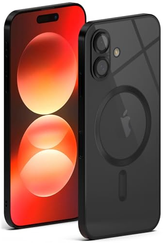 ONEFLOW für iPhone 16 Plus Hülle für MagSafe mit Kameraschutz, Schutzhülle induktives Laden Durchsichtig, Handyhülle iPhone 16 Plus Case Magnetisch, Schwarz