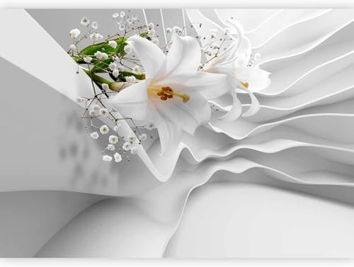 Vlies Fototapete Lilie 3D Effekt 150x105 Abstrakt Foto Tapete Schlafzimmer Wohnzimmer Moderne XL Wandtapete Vliestapete Fototapeten Poster Wand Dekoration a.6785