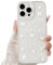 NITITOP Compatible with iPhone 16 Pro Case Clear Cute for Women Girls Glitter with 3D Bowknot Pattern Pearl Design Bling Sparkly Protective Phone Cover - White