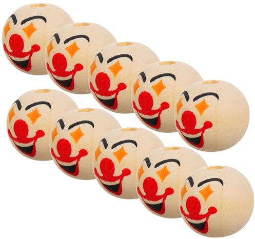 Vaguelly 10stücke Clown Holzperlen Für Schmuck Kleine Holzperlen Für Armbänder Halsketten Und Ohrringe Für Halloween Und Kindergeburtstage