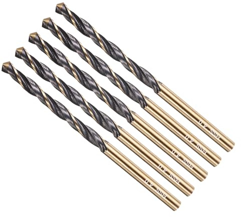 METALLIXITY Broca (4 mm) 5 piezas, vástago recto de acero de alta velocidad 4341 118° acabado negro y dorado para cobre, aluminio, madera, plástico, metal duro medio