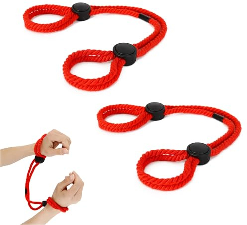 BDSM Sex Bondage, Sex Bondage Handschellen Fesseln, 2 Bondage Seil Set für Handgelenke und Knöchel, mit verstellbaren Beinschlaufen, Handschellen,für Paare Sex Toys (Rot)
