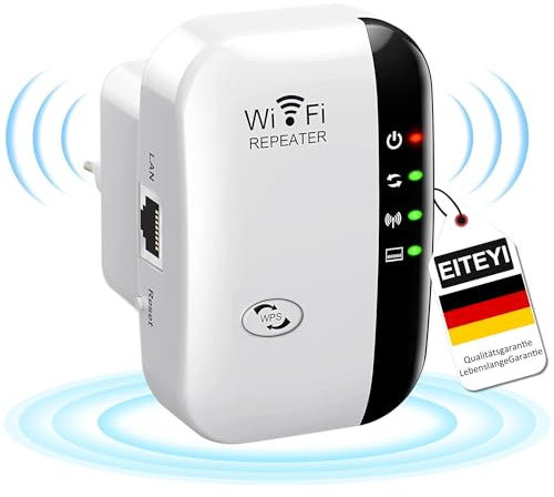 2024 Nouveau EITEYI Répéteur WiFi Puissant 300Mbps, Amplificateur WiFi Puissant 2.4GHz WiFi Extender Range Booster WiFi avec WPS Protection, Manuel en français
