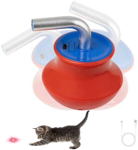 Pet Prime Jouet lumineux pour chat rechargeable avec rotation irrégulière à 360 ° et design tumbler