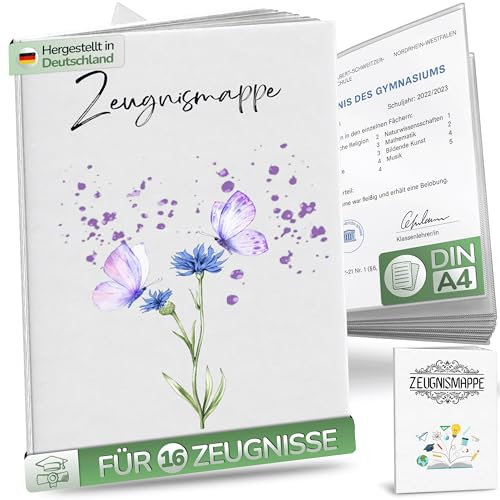 Zeugnismappe Jungen & Mädchen - Besonders Widerstandsfähig inkl. Extra dicke Folien. Zeugnismappe A4 -Schulzeugnisse knicksicher & ordentlich aufbewahren. Ideal für Schule & Grundschule.
