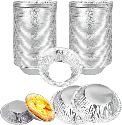YSTrillion Moules à Tarte Aux œufs 100 Pièces Moule Tartelette Pasteis de Nata Kit,Moule Aluminium Jetable Plateaux en Papier d'Aluminium pour Tartes à la Confiture,la Cuisson de la Cuisine