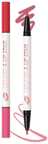 Lipliner Wasserfest, 2 Farben Dual-Ended Matte Lippenstift, Langanhaltender Non-transfer, Hochpigmentiert Liquid Lippenkonturenstift, Smooth Natürlich Tattoo Lip Makeup Pencil Geschenke für Frauen-02