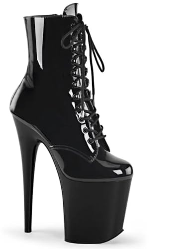 WDUDSUDUW Tacchi Alti Sexy da Donna, Stivali Bassi con Plateau A Spillo da 20 Cm, Scarpe da Pole Dance in Pelle Lucida