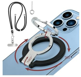 Handy Ring Halterung Magnetisch für MagSafe, 360° Drehbarer Handy Ringhalter Magnetischer für iPhone 18 17 16 15 14 13 12 Pro Max, Metall Handy Griff Fingerhalter mit Smartphone Zubehör Abnehmbar