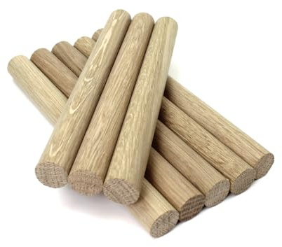 Oakcrafts - 20mm Oak Dowel 200mm Length - Pack of 8 Dowels - European Oak for Craft and DIY Projects