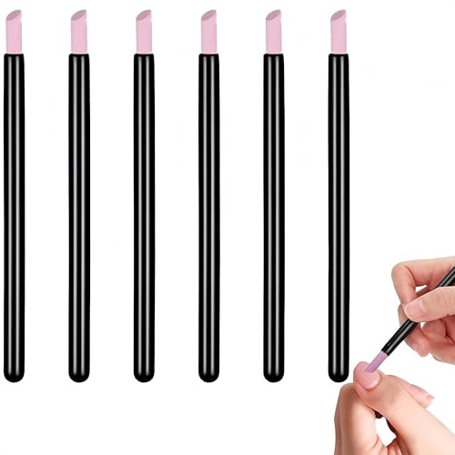 QHFlashbuy Pumice Stone Nail File Set,6 PCS Nail File Cuticle Stone Pusher Black Plastic Handle Nails Sanding Sticks Nails Art Pen Cuticle Remover Trimmer for Beauty Salon Peeling Dead Skin Repairing