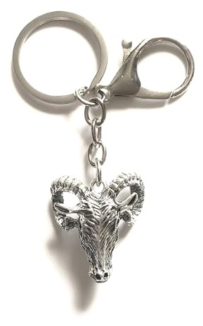 KEYRING - Arachnid- Silver Plated. Split Ring. Key Ring. Gothic, Emo, Halloween, Horror. Ram Head