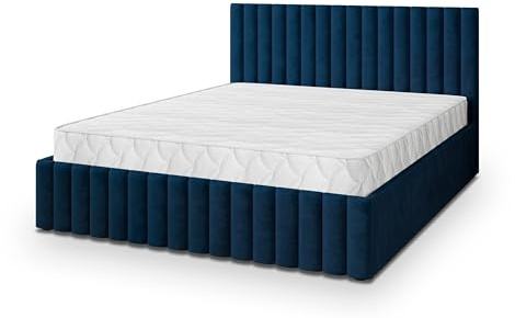 Masseno Polsterbett CARMIA K 120x200 cm, Doppelbett, Bettkasten, Stauraum, Lattenrost Und Kopfteil - Blau, Kronos 09