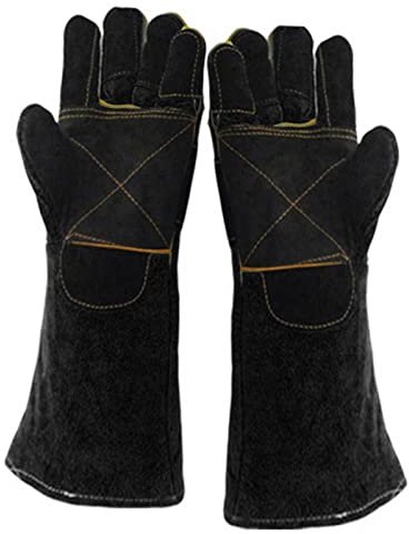 ShengQuanHao Tierbissfeste Schutzhandschuhe Handschuhe Kratzfest Verstärkt Doppellagig Atmungsaktiv für Tierarzt Kleintierpflege Hobbygärtner, Schwarz