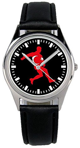 KIESENBERG Armbanduhr Türkei Fussball EM WM Geschenk Artikel Idee Fan Damen Herren Unisex Analog Quartz Lederarmband Uhr 36mm Durchmesser B-2243