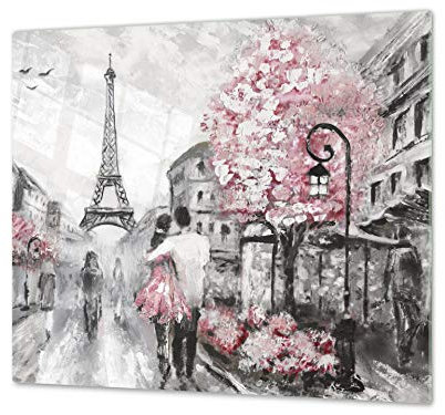 Couvre-cuisinière à induction – Planche de cuisine en verre trempé – Couvre-plaques de cuisson – UNE PIÈCE (60x52 cm) ou DEUX PIÈCES (30x52 cm chacune); D13 Série D'art: Paris 2