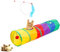 CHUER Katzen Hunden Spielzeug, Katzenspielzeug Hundenspielzeug Haustier Kleintier Spiel Tunnel Katzentunnel Faltbarer Spieltunnel + Stick Spielzeug für Katze als Geschenk(90cm)