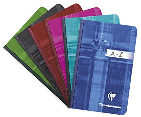 Clairefontaine 9599C - Packung mit 5 Kladden/Adressbuch 9x14cm mit Softcover, 96 Blatt kariert 90g, farbig sortiert, 1 Pack