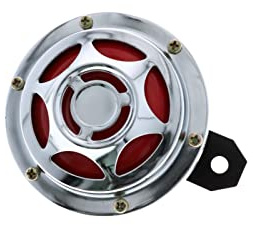 Hupe 12V Tonsignal für Motorrad Chopper Roller Quad ATV Chrom mit rotem Kern 100 mm
