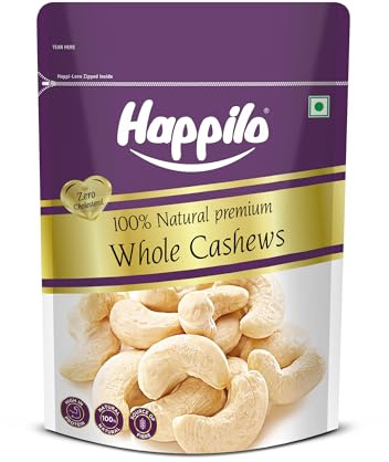 Happilo Anacardi naturali di alta qualità al 100% confezione risparmio da 500 g | anacardi croccanti interi | noci kayu premium | nutrienti e deliziosi | senza glutine e proteine vegetali