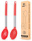 Pack of 2 Large Silicone Cooking Spoons,Non Stick Solid Basting Spoon,Heat-Resistant Kitchen Utensils for Mixing,Serving,Draining,Stirring (RED)