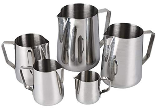 Jarra de leche, jarra de café con espuma de acero inoxidable, taza de flores, taza de barista para hacer café con leche, capuchino, espresso (150ml)