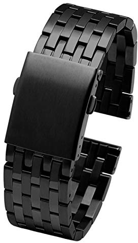 ZZDH Uhrenarmband 22mm 24mm 26mm 28mm 30mm Edelstahl uhrband männer metall feste armband band armband für Männer Frauen (Band Color : B Black, Band Width : 30mm)