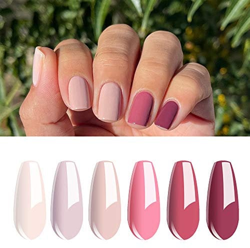 Vishine Lot de Vernis Gel Semi-Permanent Rose Pink Blanc Vernis à Ongles Gel UV LED Soak Off 6 Flacon 8ml Cadeau