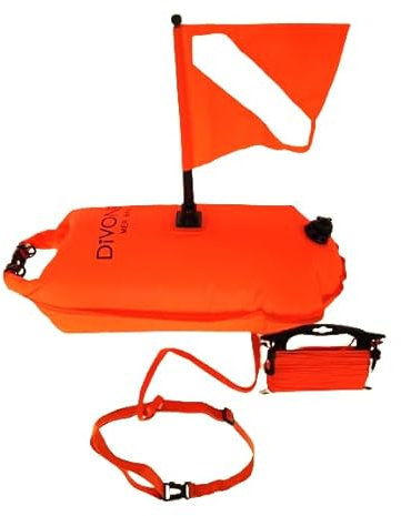 DiVONEA Sac Etanche 28 L + Bouée signalisation Plongée + Flotteur de Nage - 3 Produits en 1 - Accessoires fournis