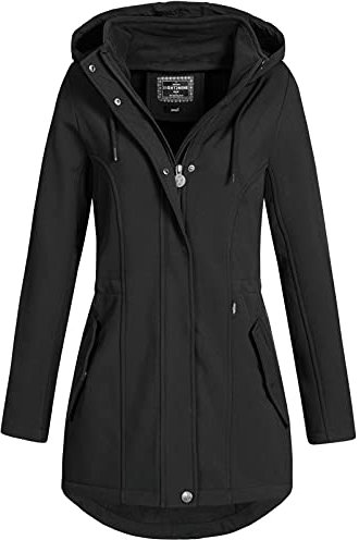 Eight 2 Nine Damen Softshelljacke LETN-041 Kurzmantel mit Kapuze black (003) S