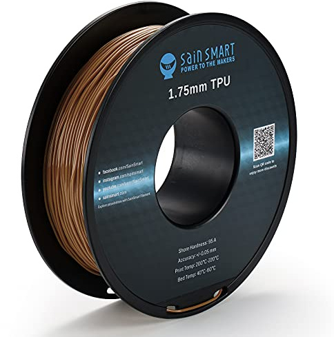 SainSmart TPU Filament 1.75, Caramel Flexible TPU 3D Druck Filament, Solid Color TPU, 1.75mm, 0.8kg, Dimensional Accuracy +/- 0.05mm